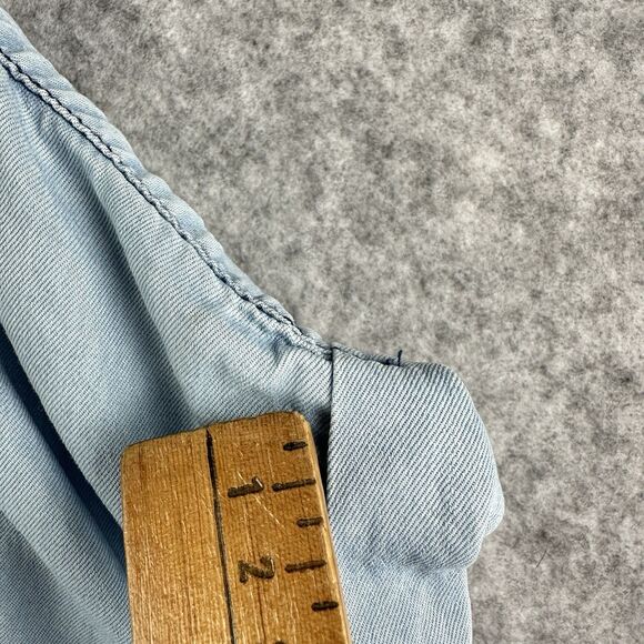 Cato Blue Chambray Top Shirt Womens 22/24 Light Distressed Wash Cuffed Button* - Picture 5 of 14